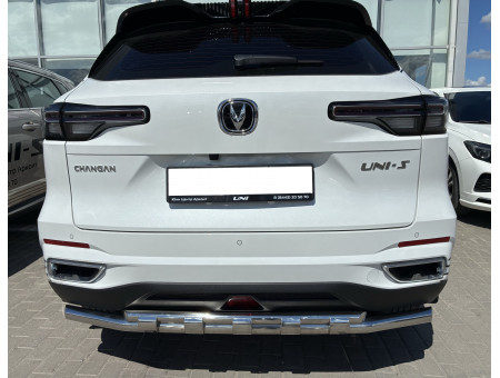 Защита заднего бампера  двойная с перемычками d60/42 Changan UNI-S CGUNIS.23.25