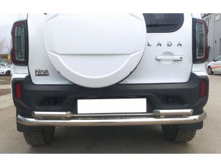 Защита заднего бампера двойная d60/42 Lada Niva Travel